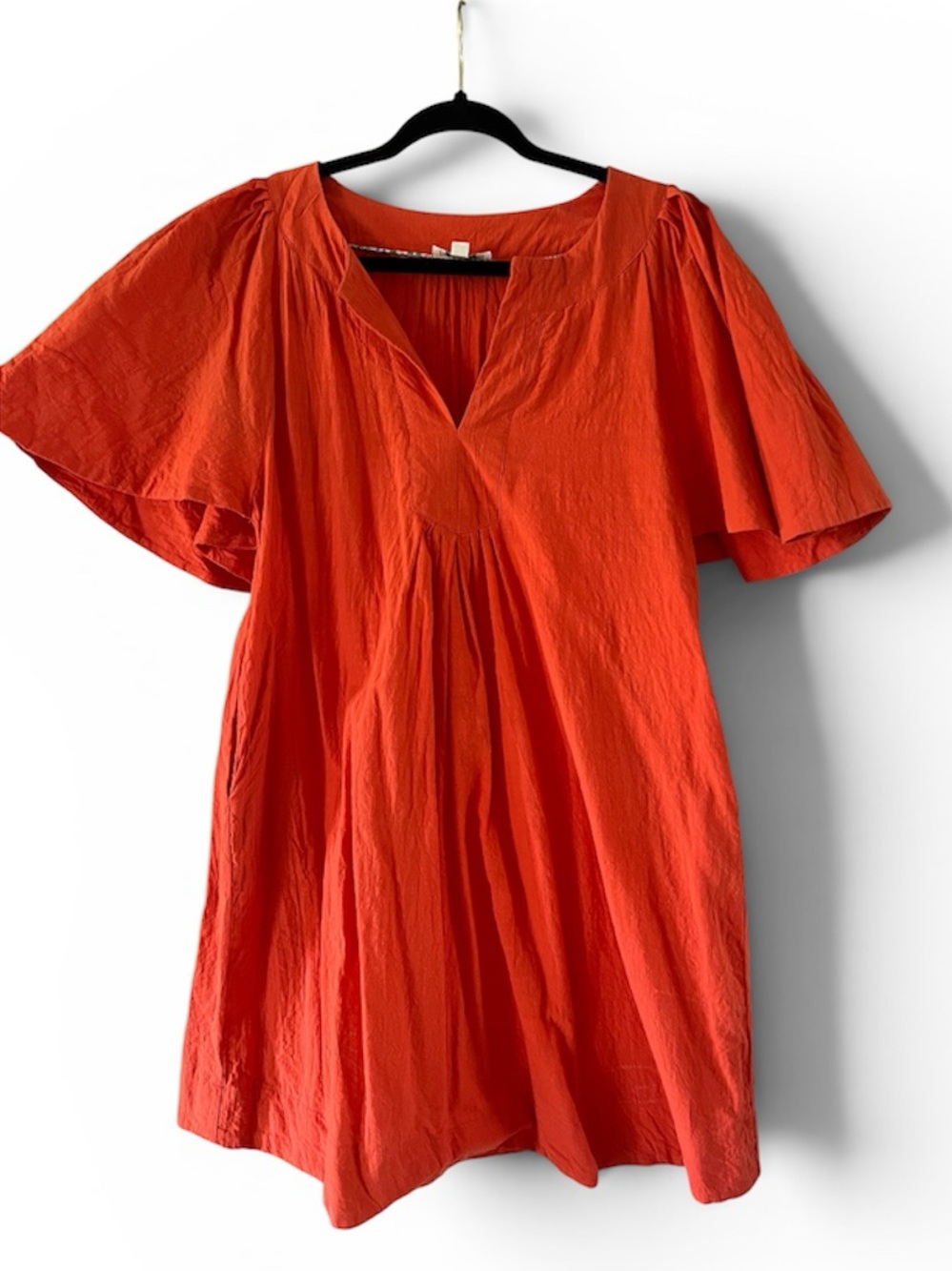 Women’s Flutter Sleeve V-Neck Tunic Top - Orange